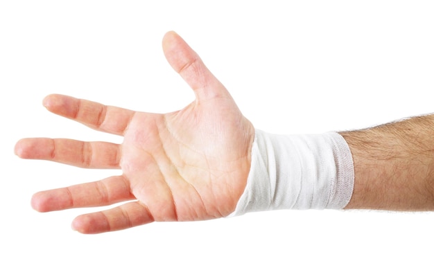 Close-up of human hand against white background