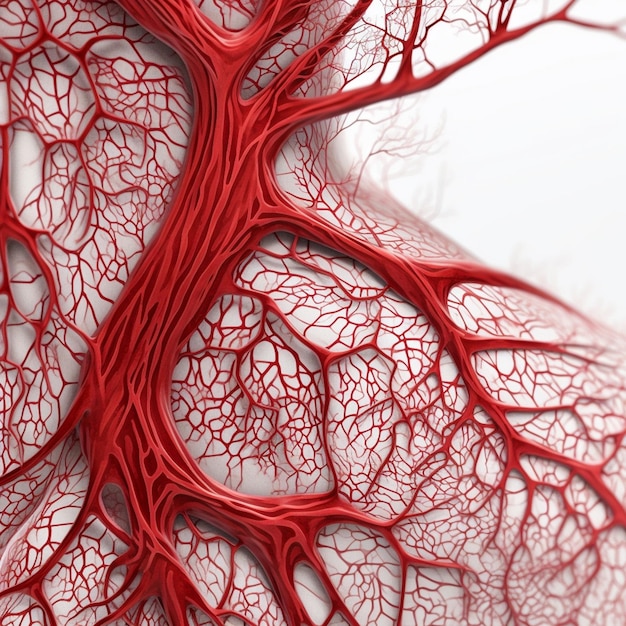 Photo a close up of a human heart with the veins visible.