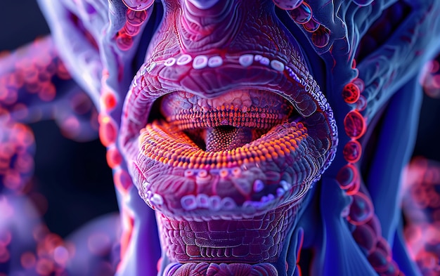 a close up of a human mouth with the word expix on it