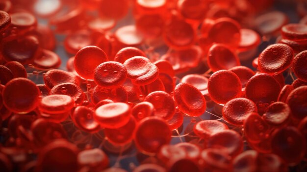 Близкий взгляд на красные кровяные клетки человека
