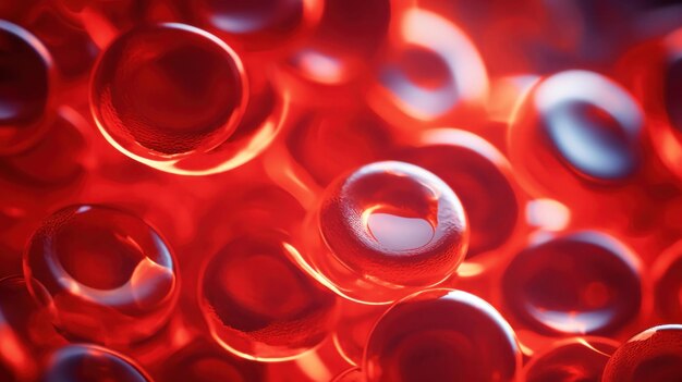 Close up of human red blood cells