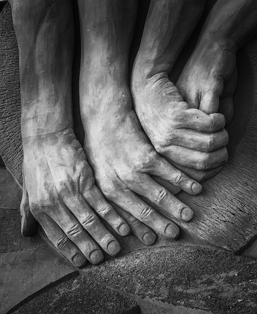 close-up of human statue