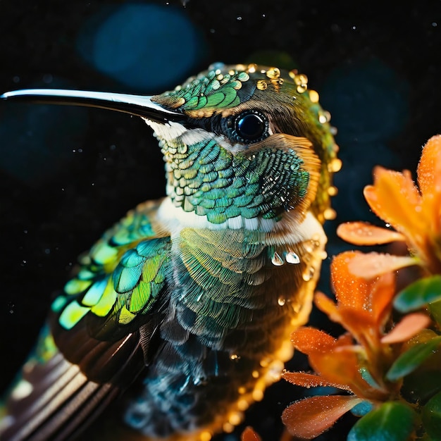 A close up of a hummingbird