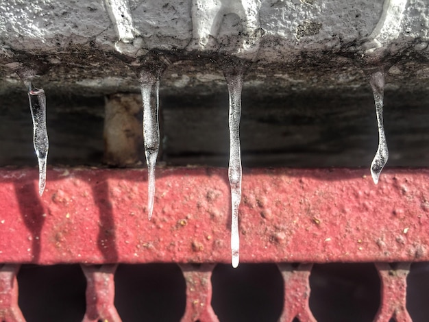 Close-up of ice on ceiling