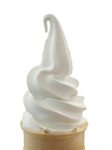 Foto close-up di un gelato sullo sfondo bianco