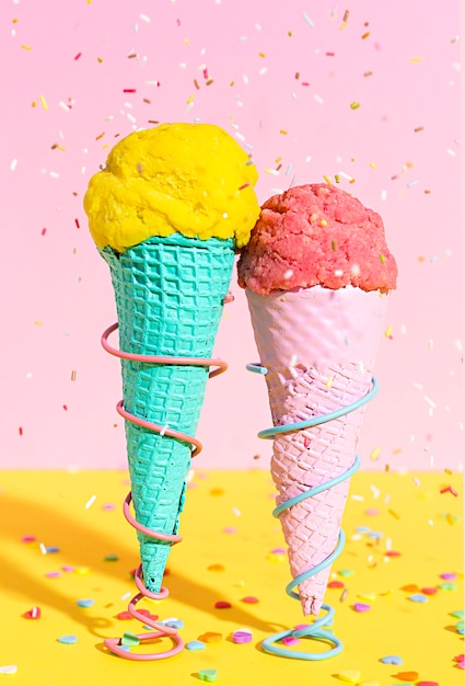 Close-up ice cream cones