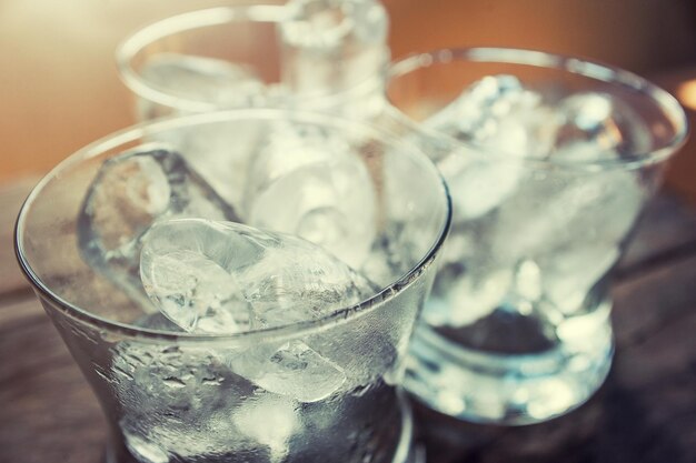 Close-up of ice cream in glass on table
