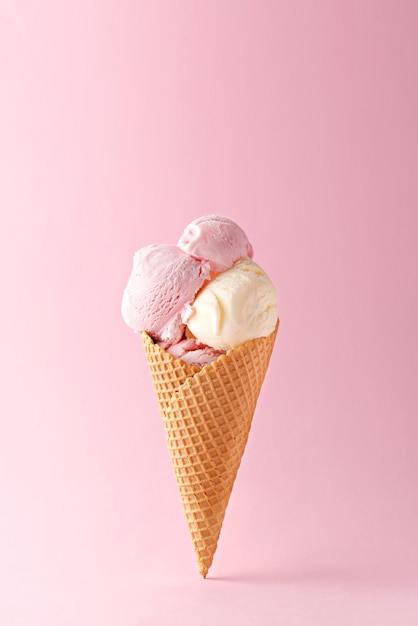 close-up of ice cream over pink background