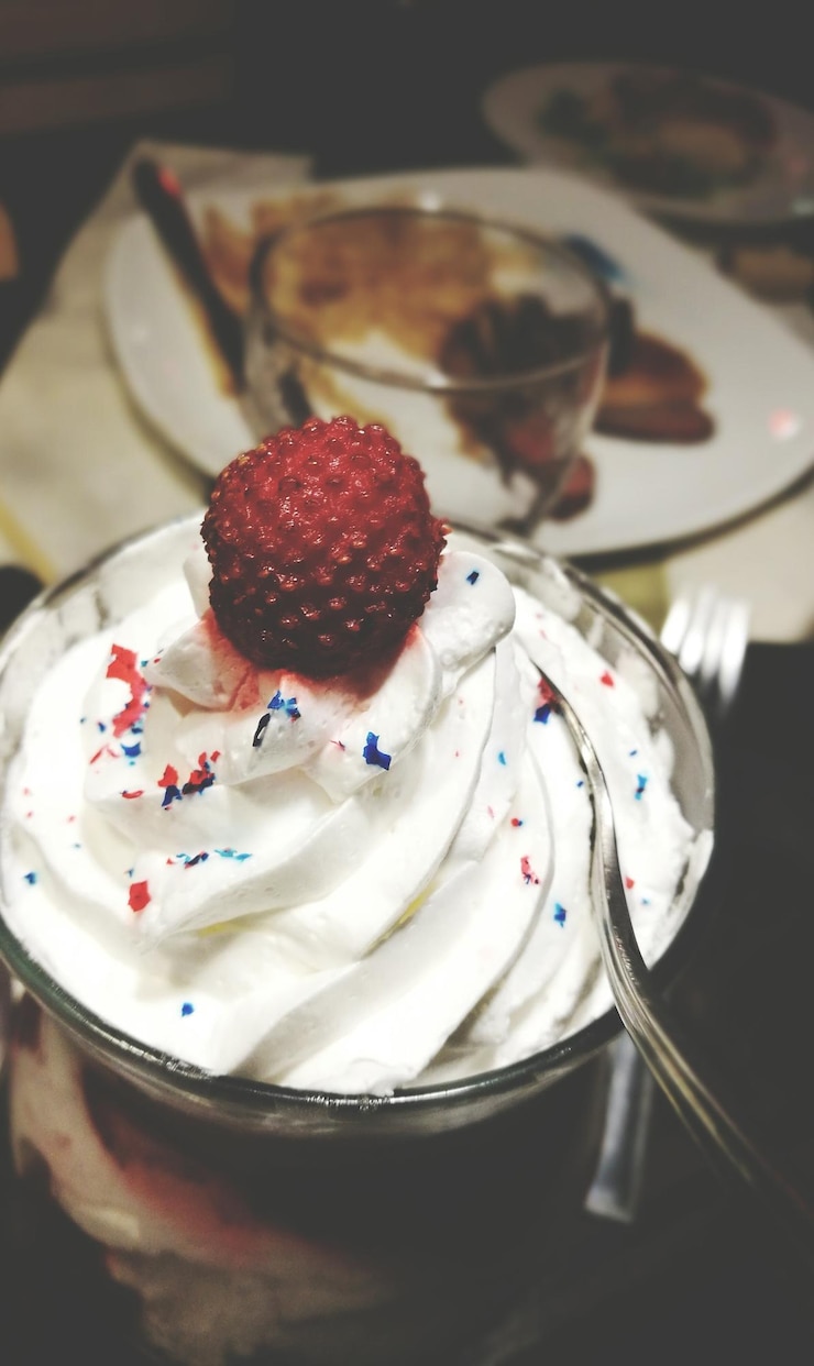 Photo close-up of ice cream in plate
