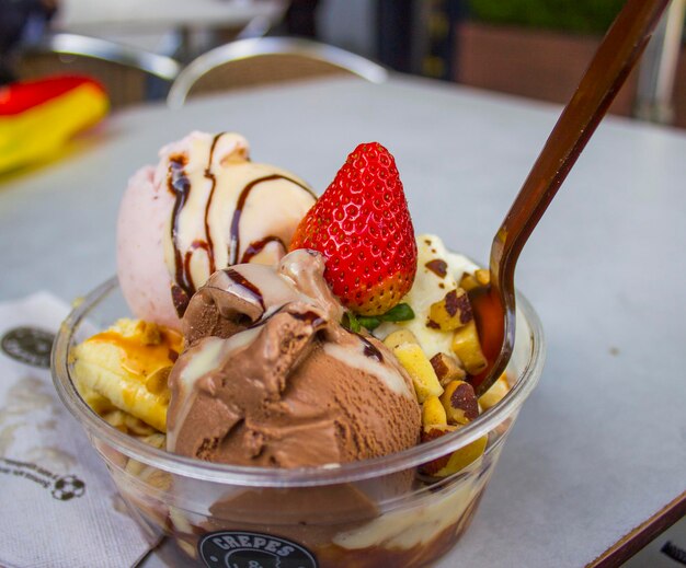 Close-up of ice cream in plate