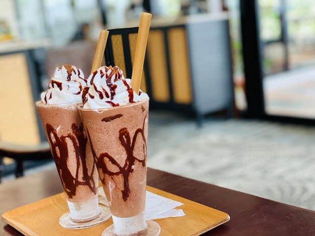 close-up of ice cream on table