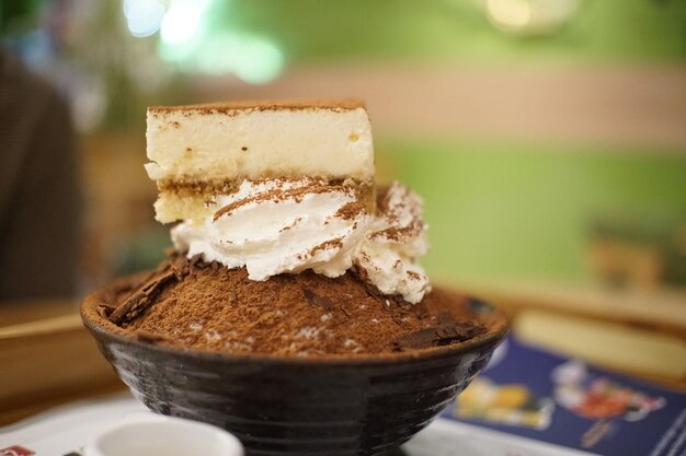 Foto prossimo piano del gelato sul tavolo