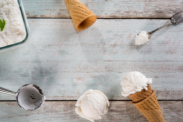 close-up of ice cream on table