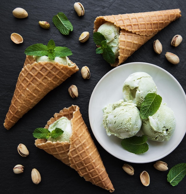 close-up of ice cream on table