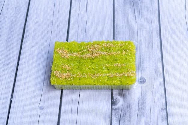 Close-up of ice cream on wooden floor