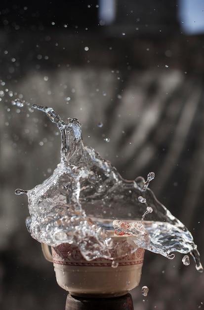 close-up of ice splashing water