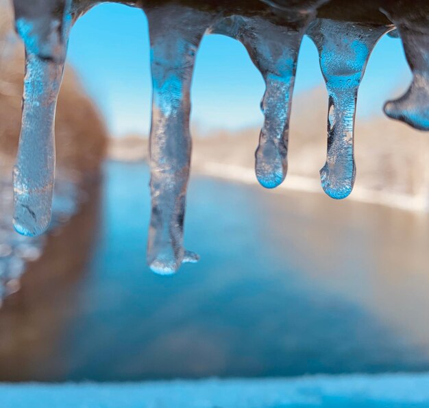 Photo close-up of icicles