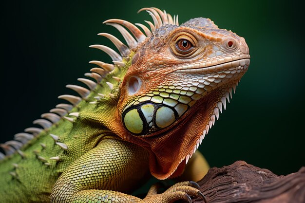 a close up of an iguana on a tree branch