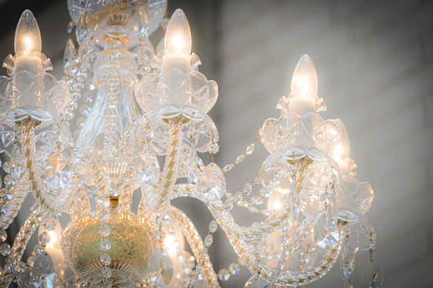 Close-up of illuminated chandelier