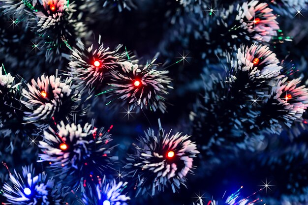 Close-up of illuminated christmas tree