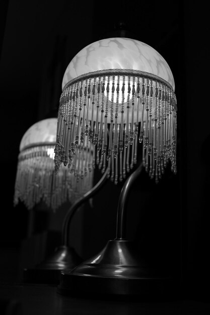Photo close-up of illuminated decorative lamp shade