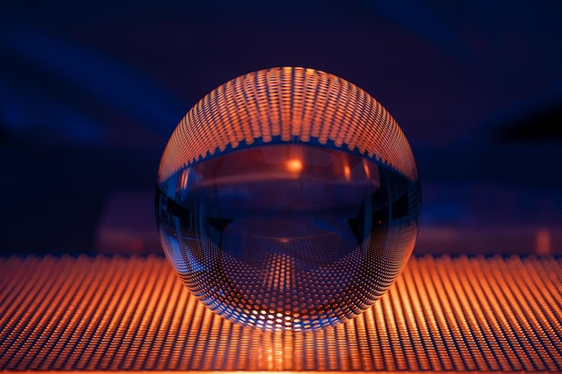 Photo close-up of illuminated lamp on table