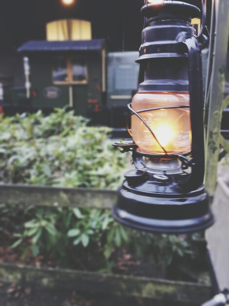 Photo close-up of illuminated lamp