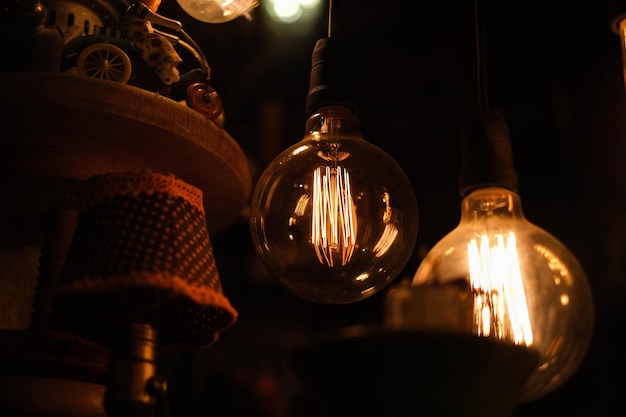 close-up of illuminated light bulb