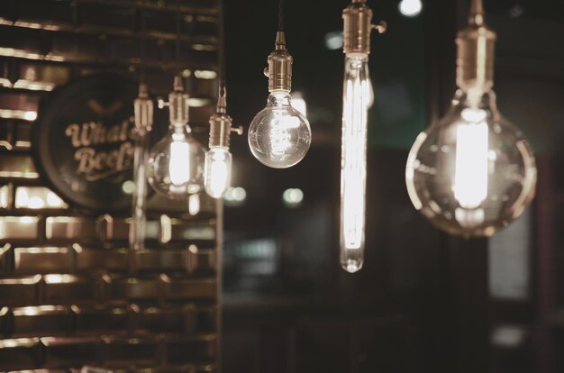 Close-up of illuminated light bulb