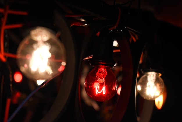 Close-up of illuminated light bulbs