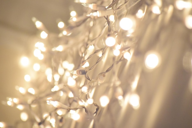 Photo close-up of illuminated lighting decorations at night