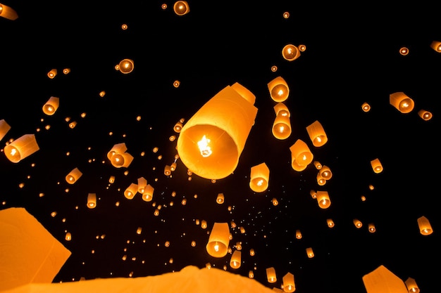 Close-up of illuminated lighting equipment at night
