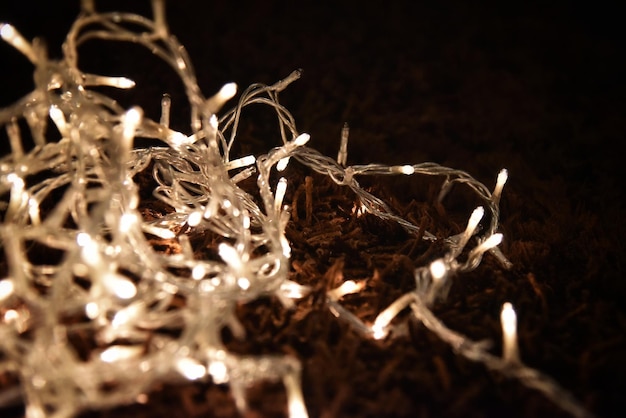 Close-up of illuminated string light