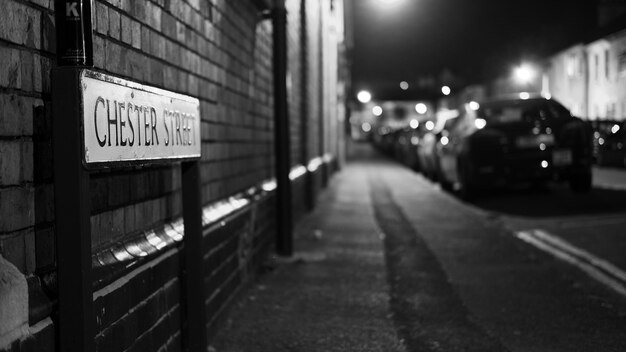 Photo close-up of illuminated text at night