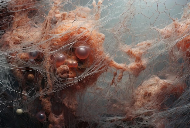 a close up image of a cell in the style of tangled nests