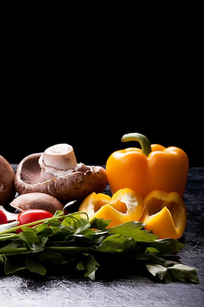 Close up image of healthy vegetables with copy space available for your text