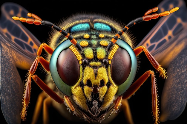 Close up image of hornet wasp macro Generative Ai