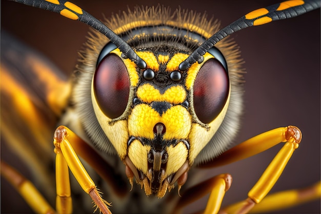 Close up image of hornet wasp macro Generative Ai