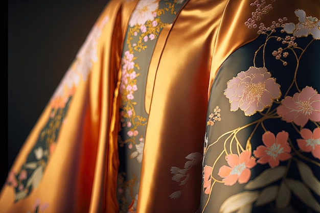 A close-up image of Kimono from japan traditional clothing background for website, prints or digital