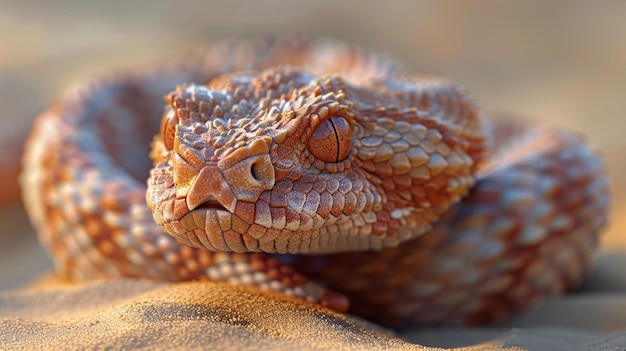 A close up image of saw scaled viper snake Generated AI photo