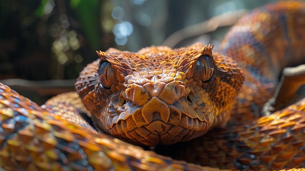 A close up image of saw scaled viper snake Generated AI photo