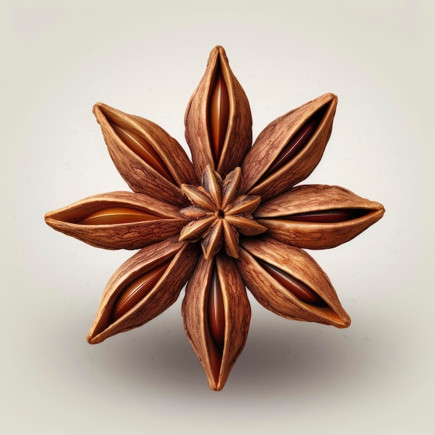 Close up image of a single star anise isolated macro