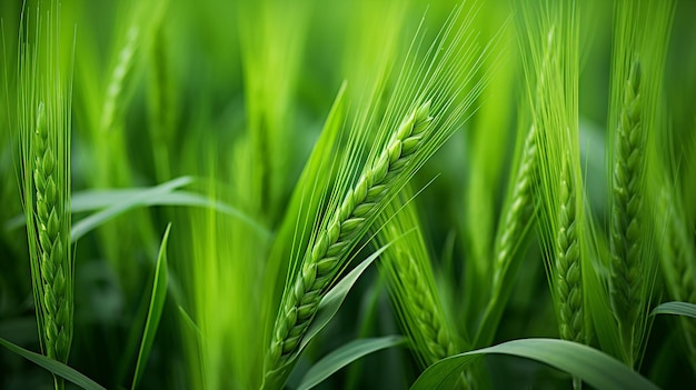 Photo a close up image of some green wheat that grew