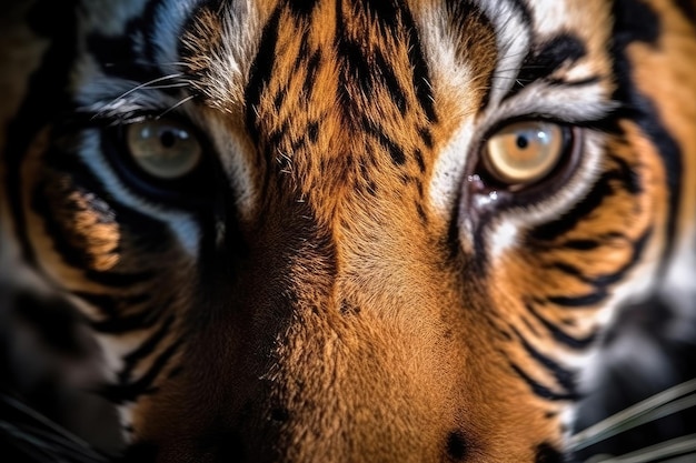 A close up image of Tigers Eyes in intense sunlight The tiger at our local zoo was staring at us with its nose resting on the glass causing its eyes to be in incredibly shallow focus