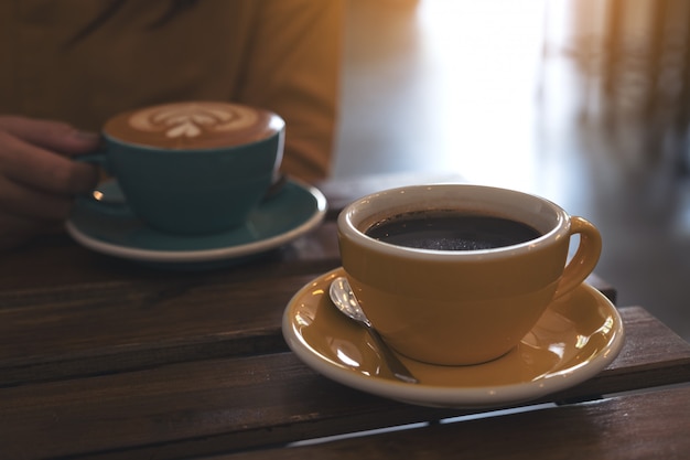 Close up image of two cups of coffee