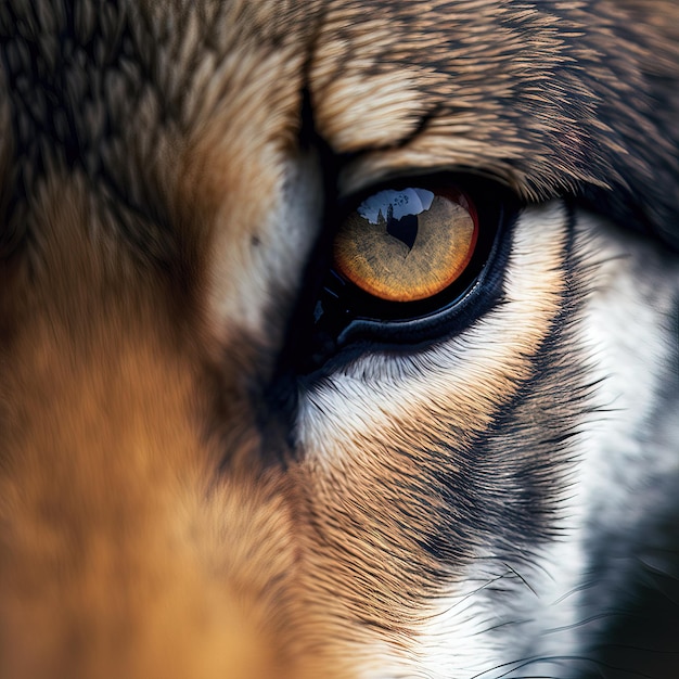 Close up image of a wolf eyes beautiful macro shoot Generative Ai