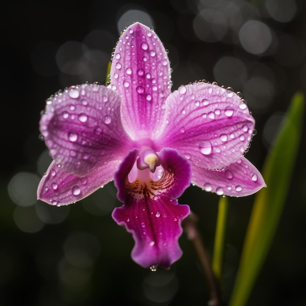 close-up in roze bloemorchidee met druppels water