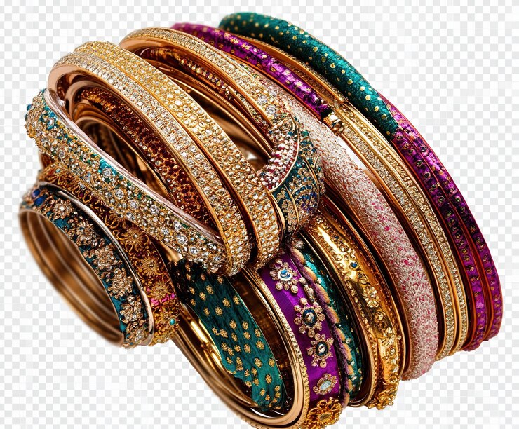 Photo close up indian bangles golden and red bangles
