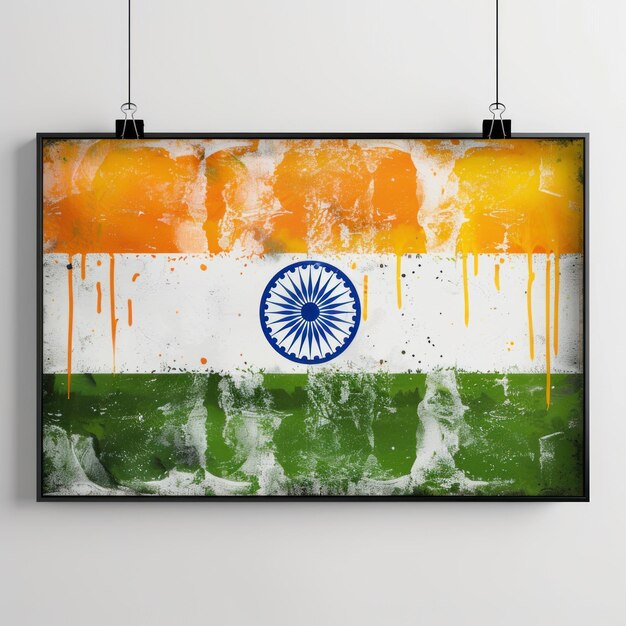 Близкий взгляд на индийский флаг Яркая акварельная картина индийского флага День независимости республики