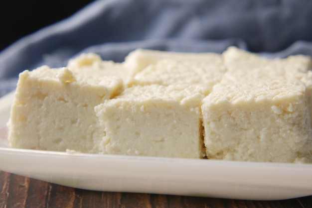 Close up of indian sweet in a bowl on table